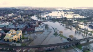 Aerial Video of Worcester Floods